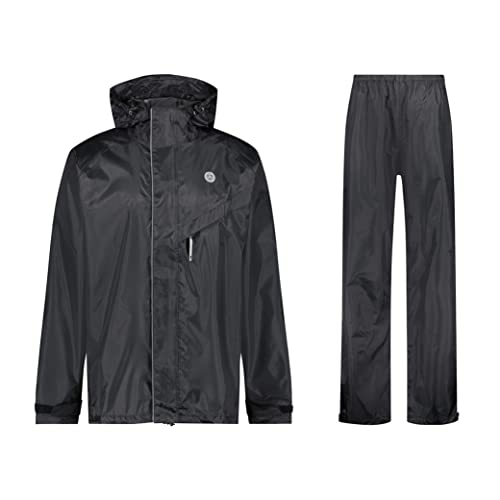 AGU Essential Passat Regenanzug, Regenkleidung Fahrrad Herren & Damen, Wasserdicht & Reflektierend, 100% Recyceltes Polyester, Unisex - XL - Schwarz von AGU