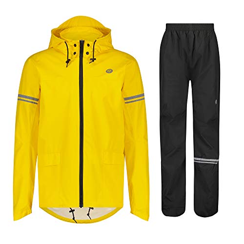 AGU Essential Original Regenanzug, Regenkleidung Fahrrad Herren & Damen, Wasserdicht & Winddicht, Reflektierend, 100% Recyceltes Polyester, Unisex - XXXL - Gelb von AGU