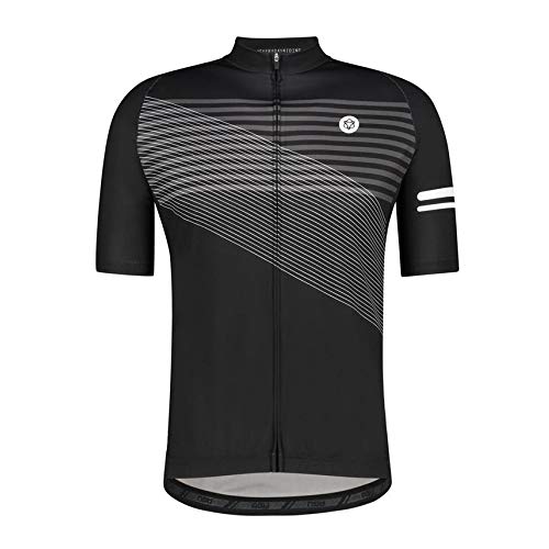 AGU Striped Fahrradtrikot Essential Herren, Atmungsaktive Radtrikot, Schnell Trocknend Material, Fahrradbekleidung für Männer, aus 100% Polyester, Schwarz - S von AGU