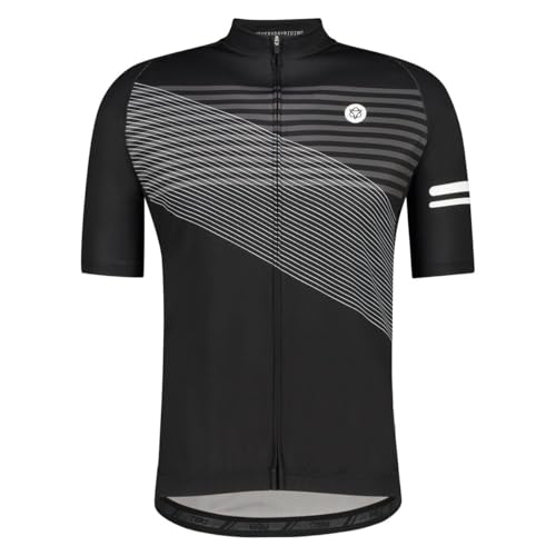 AGU Striped Fahrradtrikot Essential Herren, Atmungsaktive Radtrikot, Schnell Trocknend Material, Fahrradbekleidung für Männer, aus 100% Polyester, Schwarz - L von AGU