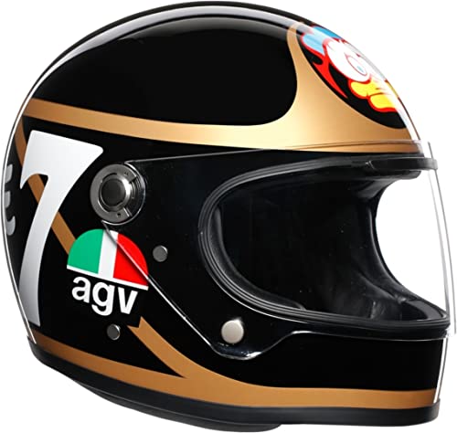 AGV Herren X3000 Barry Sheene Integralhelm Motorrad Helm, schwarz/Gold, M-L von AGV