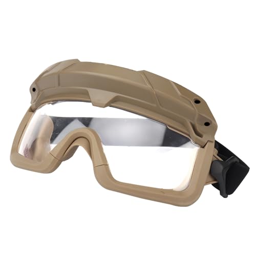 AHTCPO Taktischer Antibeschlag-Sicherheitsschutz mit 2 Modi Schutzbrille Airsoft Paintball Jagdausrüstung, Schnelle Helm Flügelschienen Clip Schnallenhalterung(Brown) von AHTCPO
