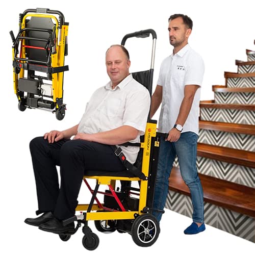 AIBOTY Elektrische Rollstuhl-Treppenlifte, zusammenklappbarer Treppenrollstuhl für Behinderte und ältere Menschen, mobiler tragbarer Treppenrollstuhllift für Treppen hinauf und hinunter von AIBOTY