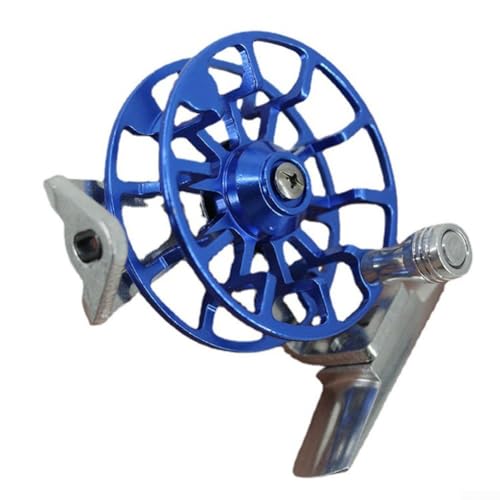 Eis-Angelrolle vorne Schlägel Rad Vollmetall Eis Angelrolle mit Abfluss Angelschnur Fliegenfischrolle 53 mm (blau) von AIDNTBEO