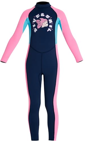 AIEOE-Kinder Neoprenanzüge Jungen Thermische Bademode Mädchen Einteiler Badeanzüge Surfbekleidung Taucheranzug Schwimmanzuge Rash Guard Kleider Zurück Reißverschluss UV-Schutz 50+ S Blau-1 von AIEOE