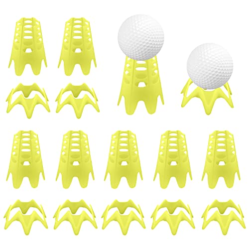 AIEX 20 Stück Golf-Tees, Kunststoff-Golf-Simulator-Tees, Übungs-Trainings-Golfmatten-Tees für Sportliebhaber zu Hause (10 Groß und 10 Klein, Gelb) von AIEX