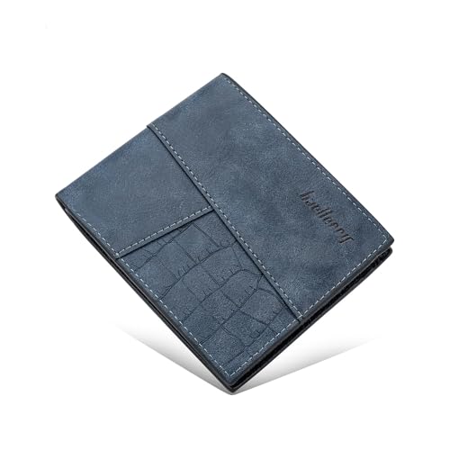 AIFILLE Miniaturisierte Kunstleder Geldbörse RFID für Herren - Slim Wallet mit Zipper Münzfach und Kartenetui, perfekt für täglichen Gebrauch mit Transparentes Ausweisfenster, Blau von AIFILLE
