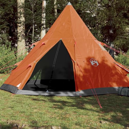 Campingzelt 4 Personen grau & orange 367x367x259cm 185T Taft von AIJUUKJP