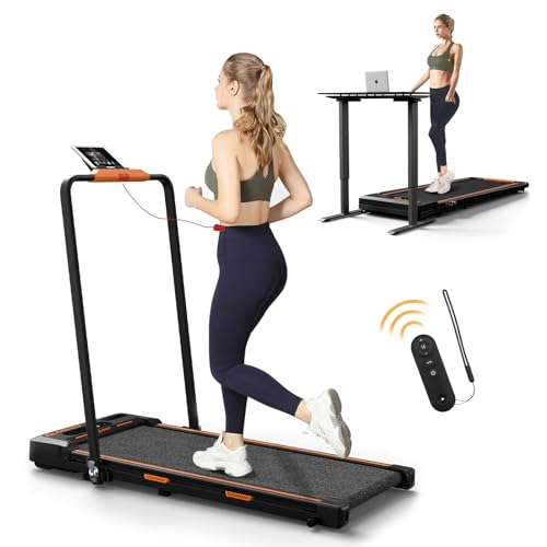 AIRHOT 2 in 1 Under Desk Treadmill, 2.5PS Folding Treadmills for Home, Compact Mini Walking Pad with Remote Control & LED Display, Free Installation - Black von AIRHOT