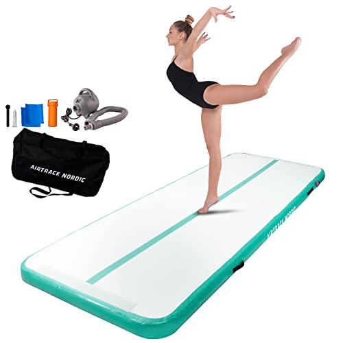 AirTrack Nordic Standard Airtrack Matte 3m - 8m mit Luftpumpe, Turnmatte Aufblasbar, Am Besten für Gymnastik, Yoga - Langlebig & Einfach zu Transportieren Matte Sport, Gymnastikmatte (5, minze) von AIRTRACK NORDIC