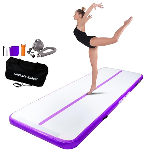 AirTrack Nordic Standard Air Track Matte 3m - 8m mit Luftpumpe, Turnmatte Aufblasbar, Am Besten für Gymnastik, Yoga - Langlebig & Einfach zu Transportieren Matte Sport, Gymnastikmatte (4, purple) von AIRTRACK NORDIC