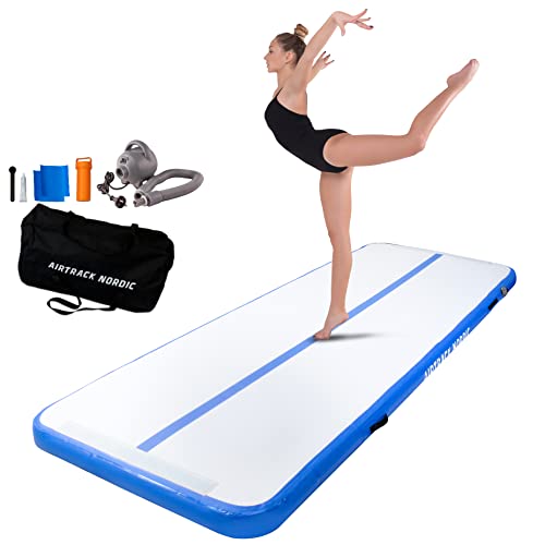 AirTrack Nordic Standard Airtrack Matte 3m - 8m mit Luftpumpe, Turnmatte Aufblasbar, Am Besten für Gymnastik, Yoga - Langlebig & Einfach zu Transportieren Matte Sport, Gymnastikmatte (3, blau) von AIRTRACK NORDIC