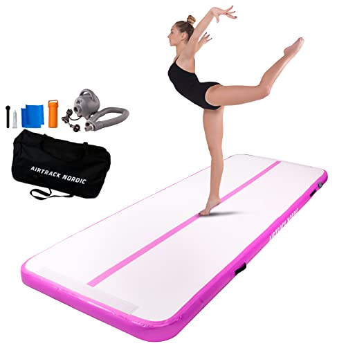 AirTrack Nordic Standard Airtrack Matte 3m - 8m mit Luftpumpe, Turnmatte Aufblasbar, Am Besten für Gymnastik, Yoga - Langlebig & Einfach zu Transportieren Matte Sport, Gymnastikmatte (6, rosa) von AIRTRACK NORDIC