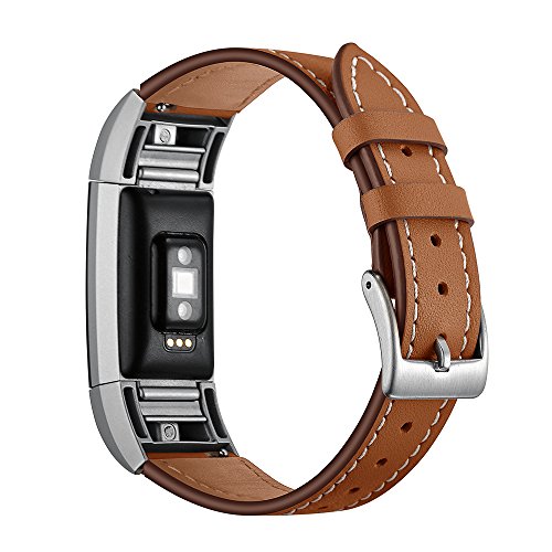 AISPORTS Kompatibel mit Fitbit Charge 2 Armbändern Leder Damen Herren Klein Groß Sport Smart Watch Armband mit Metallschnalle Armband Armband für Fitbit Charge 2 Activity Tracker Zubehör von AISPORTS