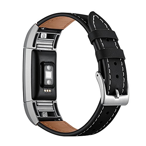 AISPORTS Kompatibel mit Fitbit Charge 2 Armbändern Leder Damen Herren Klein Groß Sport Smart Watch Armband mit Metallschnalle Armband Armband für Fitbit Charge 2 Activity Tracker Zubehör von AISPORTS