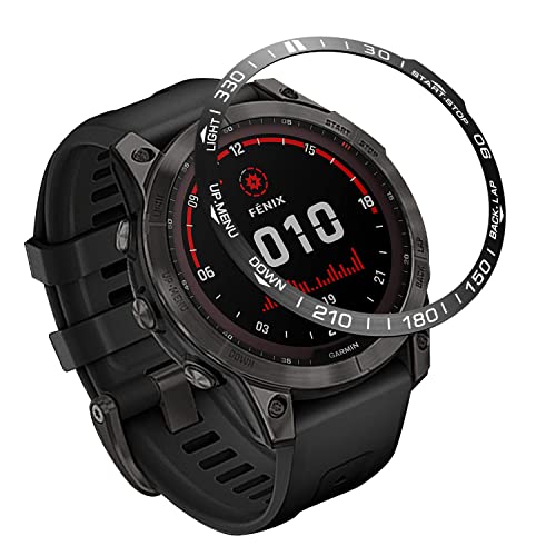 AISPORTS Lünetten Styling Kompatibel mit Garmin Fenix 7X Lünettenring Damen Herren, Selbstklebende Abdeckung Kratzschutz Edelstahl Metalllünette Zifferblattrahmen Kreis Schutzhülle für Garmin Fenix 7X von AISPORTS