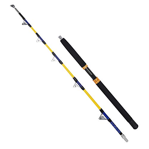 Schlepprute, 2-teilig, Salzwasser, Offshore, schwer, gerade, Angelrute, konventionelle Boots-Angelrute, mit Rollenführungen, Gelb, 1,52 m, 45,4–90,7 kg von AIXIYIYI