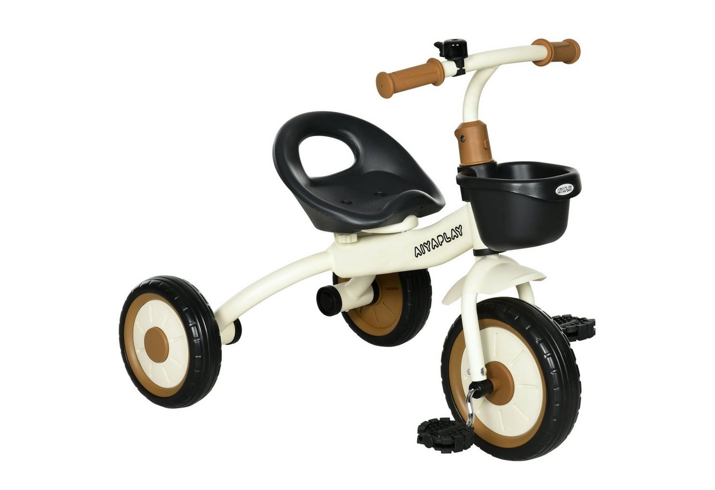 AIYAPLAY Dreirad Kinderfahrrad mit verstellbarer Sitz, Laufrad, Metall, Weiß, 70.5L x 53B x 58H cm von AIYAPLAY