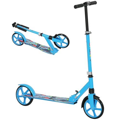 AIYAPLAY Roller Kinder Scooter mit 200 mm Rollen Bremse, klappbarer Kinderroller Höhenverstellbarer Tretroller Kickscooter für Kinder Jugendliche 6-12 Jahre Cityroller bis zu 100 kg von AIYAPLAY