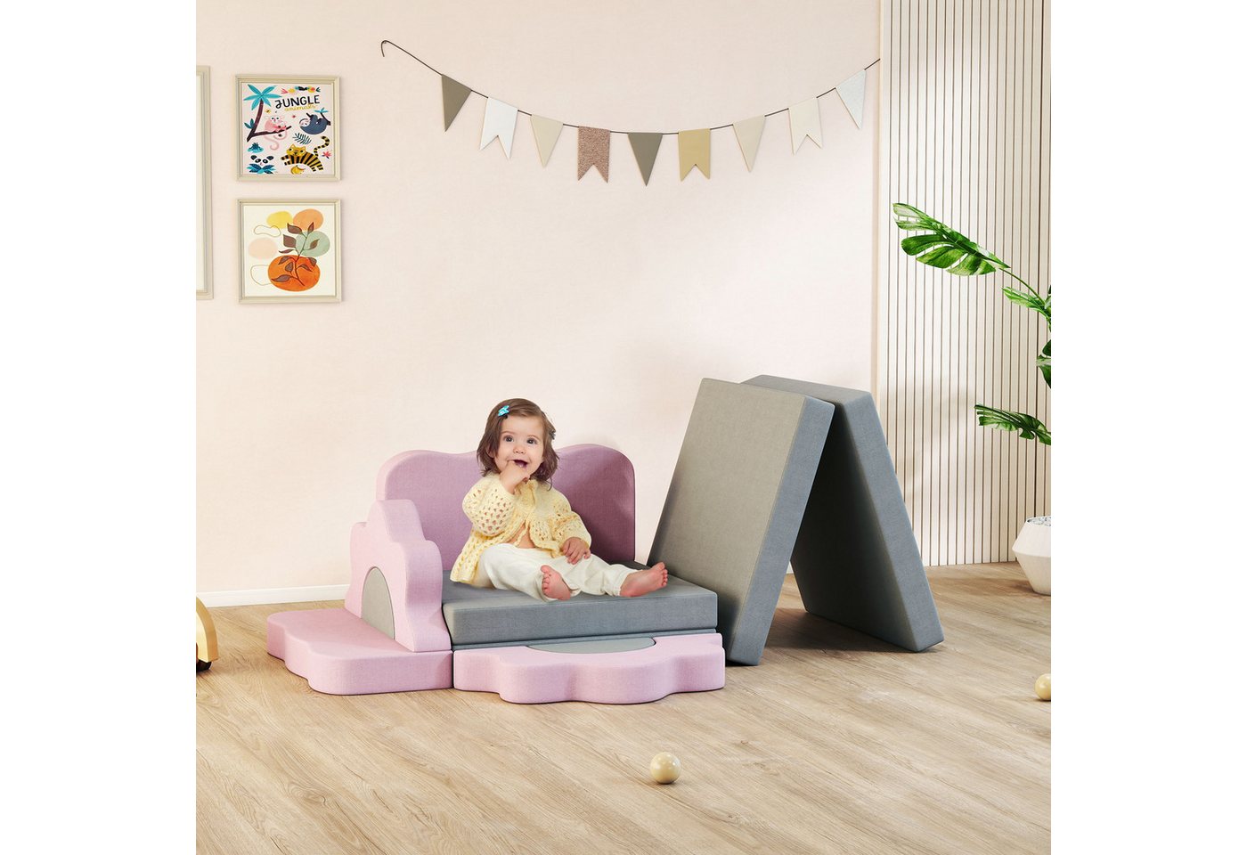AIYAPLAY Schaumstoff Bausteine Kinder mit Bällebad Spielbausteine, (Softbausteine-Set, 12 St., Riesenbausteine), Weicher Cordbezug, leicht zu reinigen von AIYAPLAY
