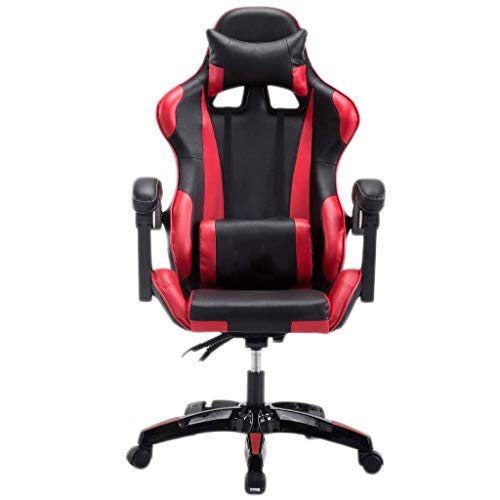 AJIEYMXS Gaming-Stuhl, Racing-Büro-Computerspielstuhl, ergonomische Rückenlehne und Sitzhöhenverstellung, verstellbare Liege, drehbare Wippe mit Kopfstütze und Lendenkissen, E-Sport-Stuhl von AJIEYMXS