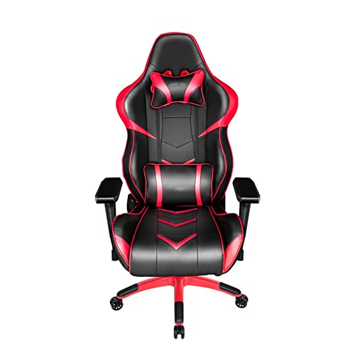 AJIEYMXS Gaming-Stuhl, Racing-Bürocomputer, ergonomischer Game-Stuhl, Rückenlehne und Sitz, höhenverstellbar, drehbarer Liegestuhl mit Kopfstütze und Lendenkissen, Esports-Stuhl, rot, hoher von AJIEYMXS