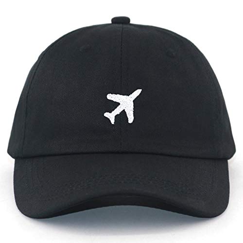 AJSJ 100% Baumwolle Flugzeug Baseball Hüte Verstellbare Stickerei Schwarz Papa Männer Frauen Hip Hop Cap Qualität, Schwarz von AJSJ