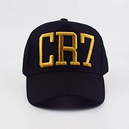 AJSJ Modestil Cristiano Ronaldo Cr7 3D Stickerei Baseball Caps Hip Hop Caps Baumwolle Verstellbare Hüte Qualität, Schwarz von AJSJ