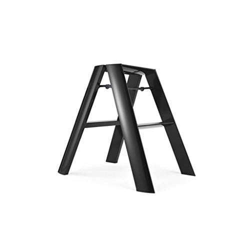 AJYBYUKJ Trittleiter, 2-Stufen-Leiter, Leichter Aluminium-Tritthocker, klappbare Trittleiter mit Anti-Rutsch-Pedal (Farbe: Schwarz) Beauty Comes von AJYBYUKJ