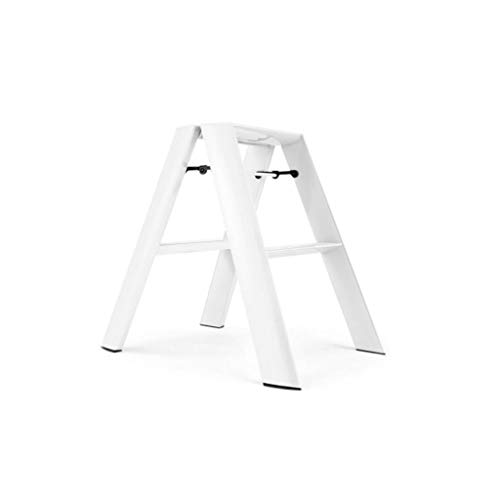 AJYBYUKJ Trittleiter, 2-Stufen-Leiter, Leichter Aluminium-Tritthocker, klappbare Trittleiter mit Anti-Rutsch-Pedal (Farbe: Weiß) Beauty Comes von AJYBYUKJ