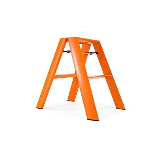 AJYBYUKJ n/a Trittleiter, 2-Stufen-Leiter, Leichter Aluminium-Tritthocker, klappbare Trittleiter mit Anti-Rutsch-Pedal (Farbe: Orange) Beauty Comes von AJYBYUKJ