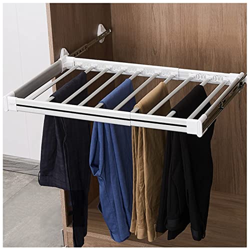 Ausziehbare ausziehbare Kleiderstange – multifunktionaler Hosenständer, ausziehbarer Hosenbügel für den Kleiderschrank, verstellbarer Kleider-Organizer-Halter, für Ankleidezimmer (Farbe: Weiß, Größe: von AJYBYUKJ