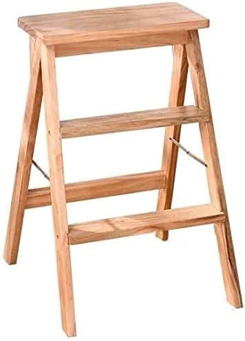 Tritthocker, 3 Stufen, zusammenklappbarer Trittleiterhocker – Massivholz-Leiterstuhl für den Innenbereich, kreativ, vielseitig einsetzbar, für den täglichen Bedarf. Tritthocker (Farbe: C) Beauty Comes von AJYBYUKJ