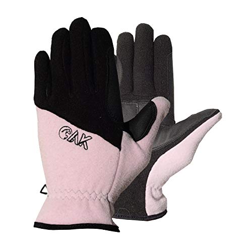 AK Reithandschuhe, warm und gemütlich, Polarfleece, für Damen und Kinder, schwarz / rosa, M von AK Riding Sports Ltd