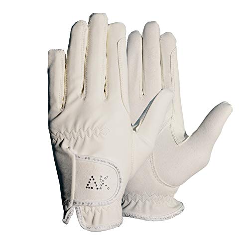 AK Horse Riding Gloves Reithandschuhe für Damen, Herren und Kinder mit Steinen AKRS-6710 (Weiß, 2XL) von AK Riding Sports