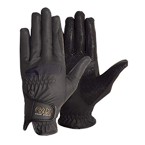 AK Reithandschuhe mit Super Grip Unisex Reithandschuh für alle Jahreszeiten AKRS-5028 (Schwarz, L) von AK Riding Sports