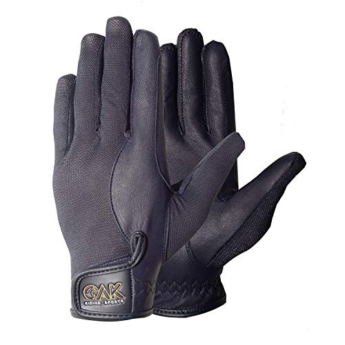 AK Solar Tech Sommer-Reithandschuhe aus weichem Leder mit atmungsaktivem Mesh AKRS-5021 (Marine, L) von AK Riding Sports