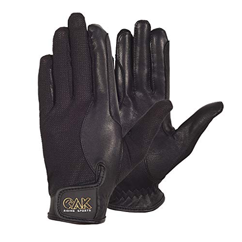AK Solar Tech Sommer-Reithandschuhe aus weichem Leder mit atmungsaktivem Mesh AKRS-5021 (Schwarz, L) von AK Riding Sports