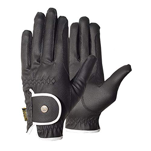 AK Synthetic Grip Reithandschuhe, Unisex, alle Jahreszeiten, Horse Riding Gloves AKRS-6344 (Black/White, 2XS) von AK Riding Sports