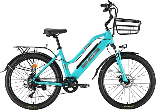 AKEZ 26" Electric Bike for Adult,Mountain E-Bike for Men,36V Removable Lithium Battery Road Ebike,Shimano 7-Gang-Schaltung for Cycling Outdoor Travel Work Out (Grün) von AKEZ