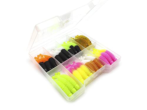 Forellenköder Gummi Set 48st., Forellenköder Box, Trout Lures Set 48pcs Käse Aroma von AKS Fishing