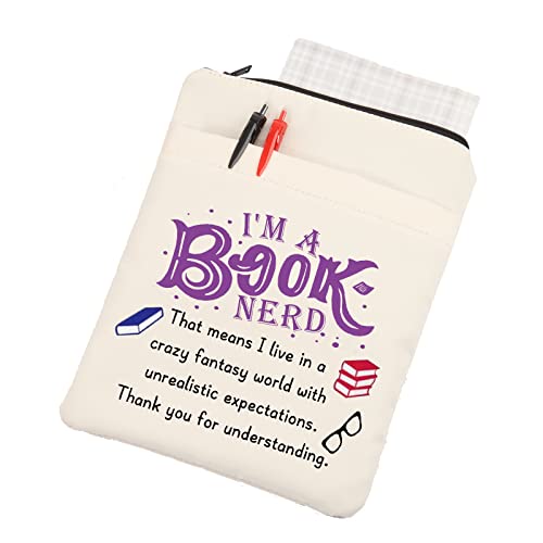 AKTAP Buchhülle für Buchliebhaber, mit Aufschrift "I'm a Book Nerd", lustiges Buchschutz, Geschenk (Bibliophile Buchhülle) von AKTAP