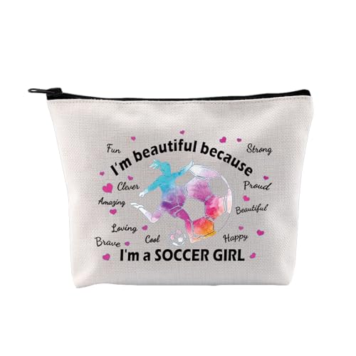 AKTAP Fußball-Mädchen-Make-up-Tasche, Fußball-Trainer, Geschenke, Fußball, Reißverschluss-Tasche für Fußballliebhaber, Spieler, Fußball-Mädchen-Make-up-Tasche, modisch von AKTAP