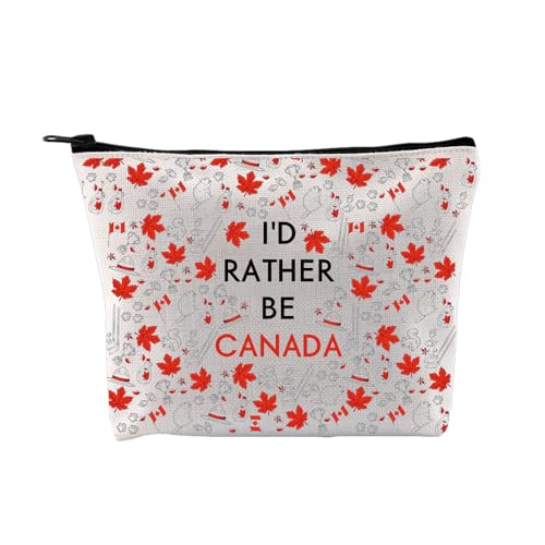 AKTAP I'd Rather Be Canada Reise-Kulturbeutel Ahornblatt Kosmetiktasche Kanada Geschenk für Freunde Kanada Reise Souvenir, Maple Leaf Kosmetiktasche, modisch von AKTAP