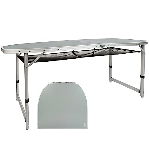 Intex Unisex-Erwachsene AKTIVE 52866 großer Netzablage, tragbarer Strandtisch, Camping, robuster Klapptisch, Aluminium, achteckige Form, 149 x 80 x 71,5 cm, grau, bunt, Mediana von AKTIVE
