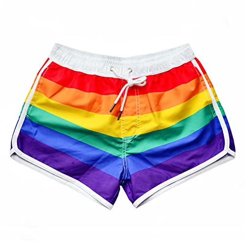 ALANZE Rainbow Bademode Herren Badeshorts Strand Badehose Für Gay Briefs Surf Badeanzug Badeanzug Man,Schnell Trocknende Shorts,M von ALANZE
