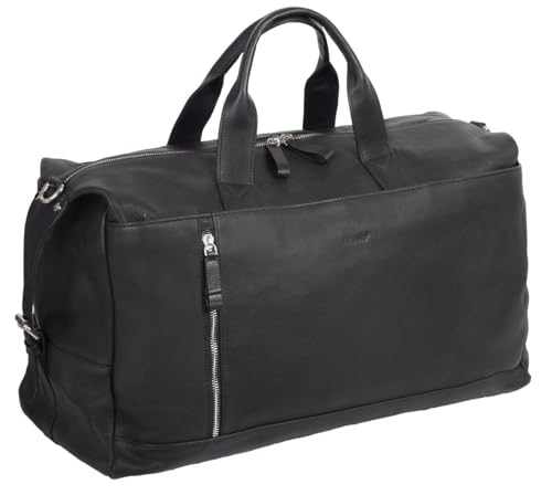 Alassio 47033 - Weekender Toro, Reisetasche für Damen und Herren aus Echtleder, Multifunktion Umhängetasche mit Schultertragegurt, Schultertasche in schwarz, Ledertasche ca. 28 x 50 x 21 cm von ALASSIO