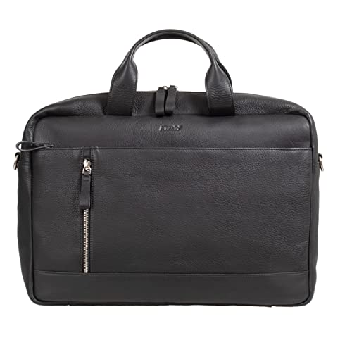 fixbag FB2047034 - Fahrrad-Laptoptasche mit Klickfix Kompakt Taschenschiene fürs Fahrrad, Schultertasche für 15 Zoll Notebooks, Umhängetasche aus Echtleder, Tasche ca. 28 x 41 x 9,5 cm, Schwarz von fixbag