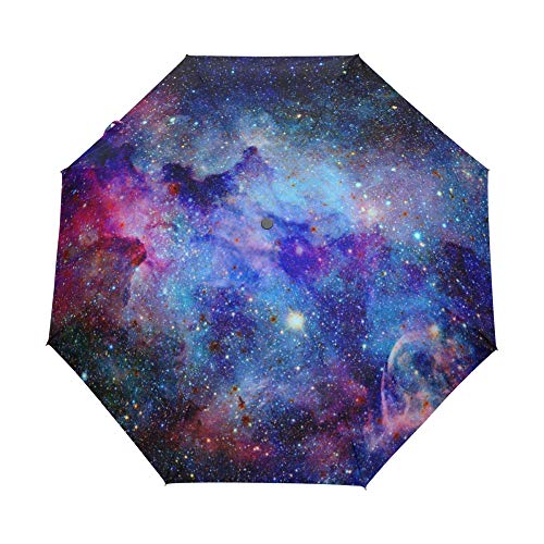 ALAZA Automatischer faltbarer Regenschirm, Einhorn Regenbogen Stern UV-Schutz Regenschirm, tragbare Sonne und Regenschirme für Kinder Frauen Männer, Farbe 01, S von alaza