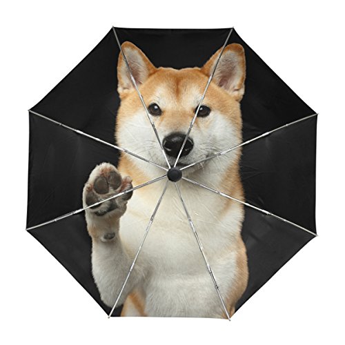 alaza Netter Shiba Inu Hund Regenschirm Reise Auto Öffnen Schließen UV-Schutz-windundurchlässiges Leichtes Regenschirm von alaza